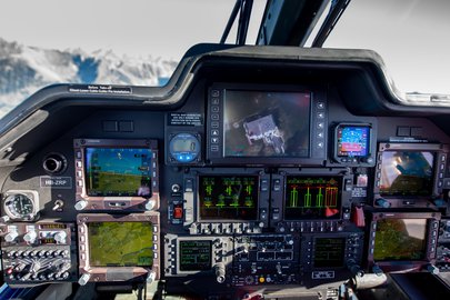 Cockpit of an Agusta Westland Da Vinci helicopter