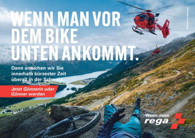 Inserat mit Helikopter in der Luft. 