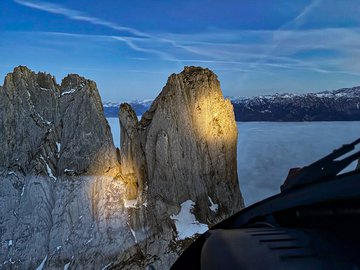 Kreuzberge (SG): Zwei Kletter im Kegel des Scheinwerfers