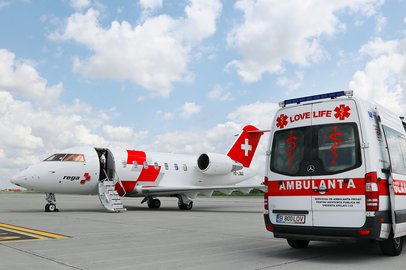Ambulance jet having arrived in Romania
