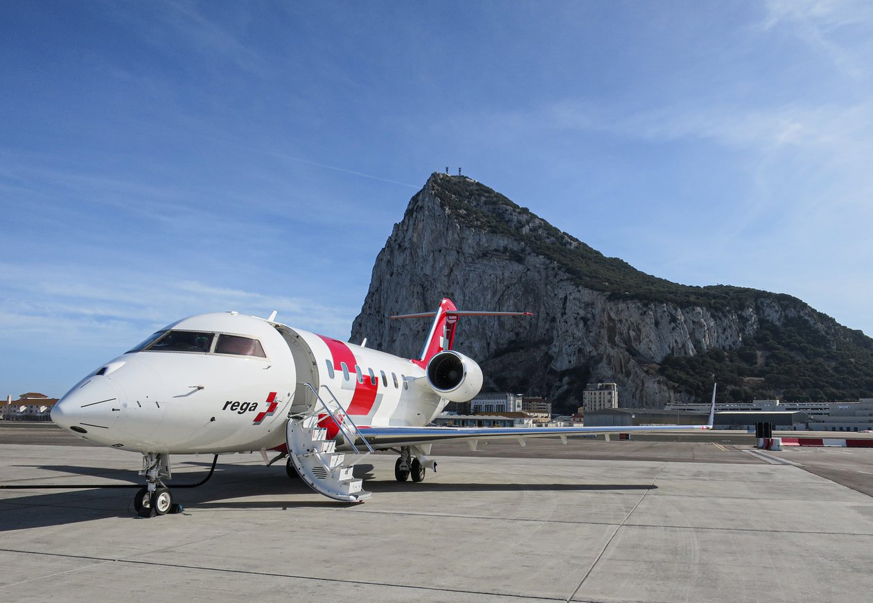 Rega ambulance jet at the airport
