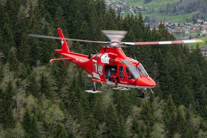 An Agusta Westland Da Vinci helicopter in the air