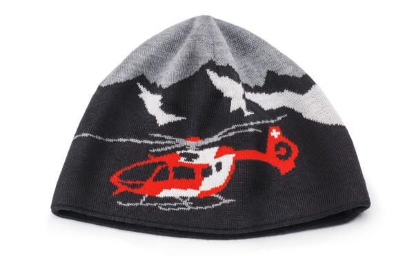 Strickmütze mit Rega-Helikopter, zur vergrösserten Darstellung