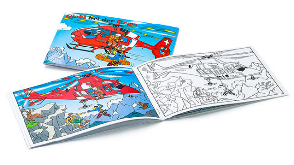 Globi colouring book, 6 pictures, to the enlarged image