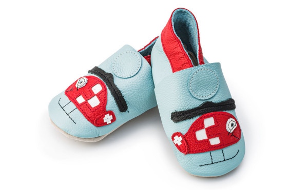 Leather slippers with helicopter motif (12-18 months), to the enlarged image