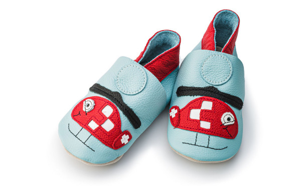 Leather slippers with helicopter motif (12-18 months), to the enlarged image